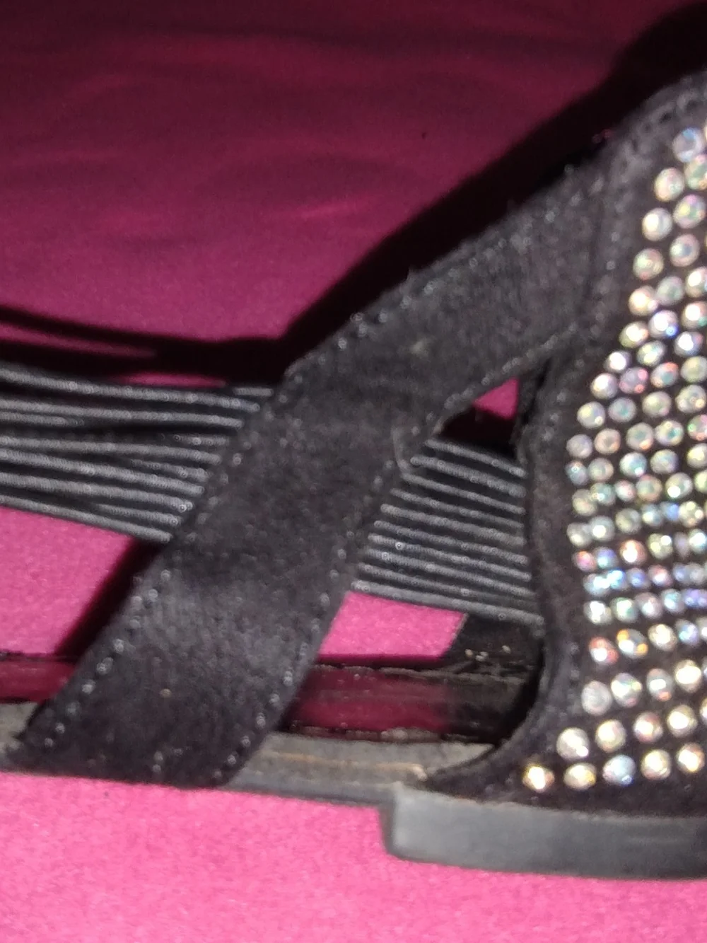 Black Rhinestone T-Strap Women’s Sandals